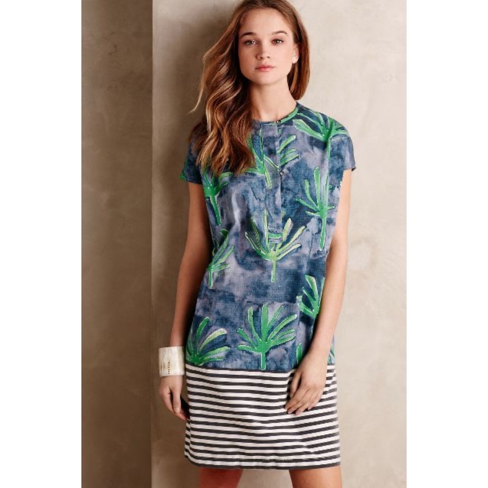 Anthro Virginia Johnson Sabal Palm Shift dress M
